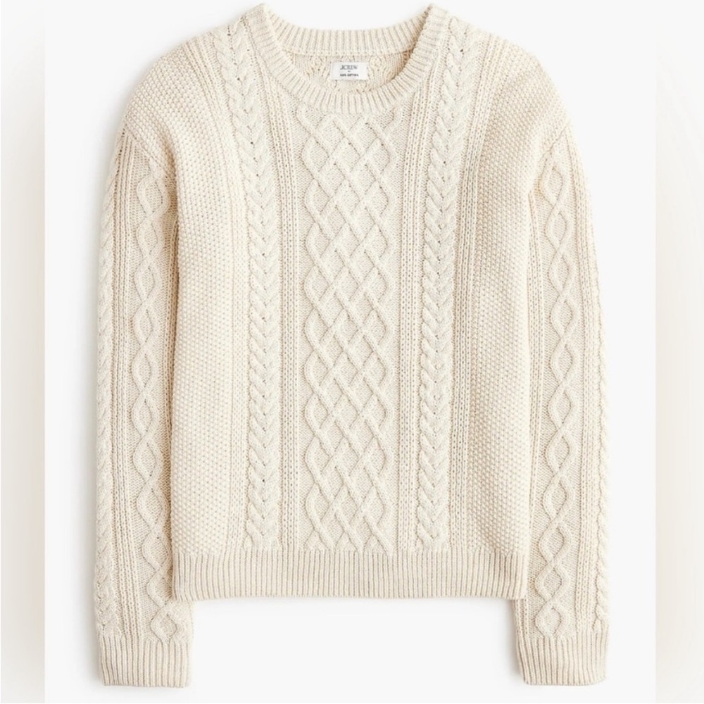 Cotton cable-knit crewneck fisherman sweater - Picture 4 of 8